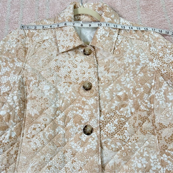 Chicos Floral Quilted Women's Jacket Cream White Size 3 (16/18) - Picture 7 of 13